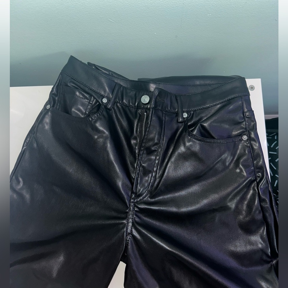 H&M Vegan Leather Pants in Black